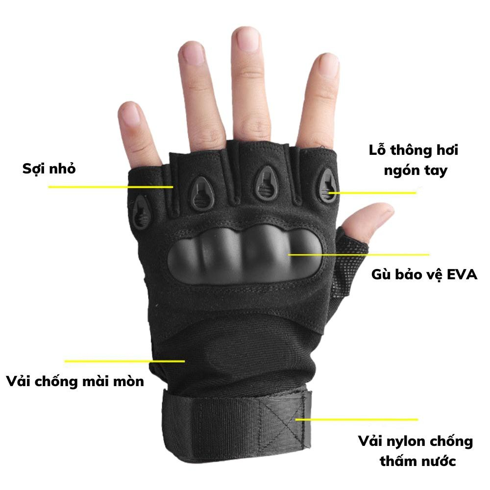 Găng Tay Xe Máy Okey Cụt Ngón, Đi Phượt Có Gù Bảo Vệ Tay Vano House