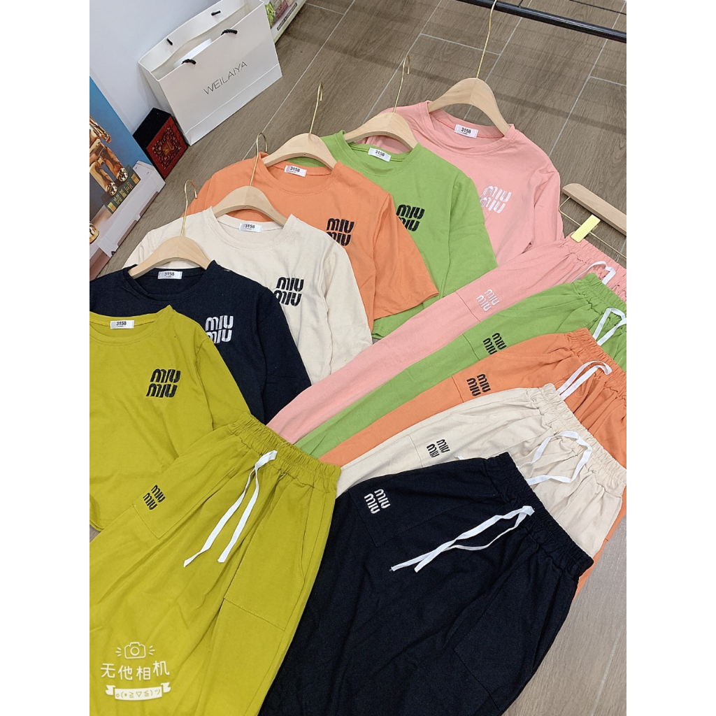 Set Áo Croptop Kèm Chân Váy Dáng Dài Chất Cotton Cao Cấp