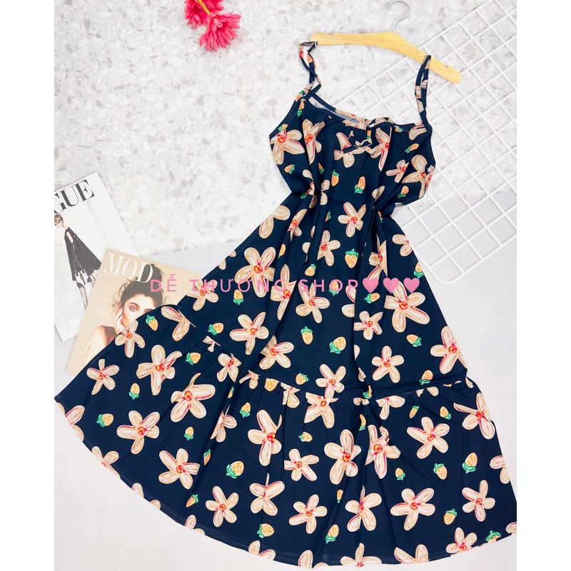 Đầm dây mặc nhà tole lanh đuôi cá (có tăng đơ có thể điều chỉnh dây áo)size L(45-60kg)