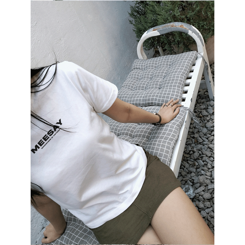 Baby tee áo thun trơn basic logo MS Meesay vải cotton cao cấp co giãn, dày dặn