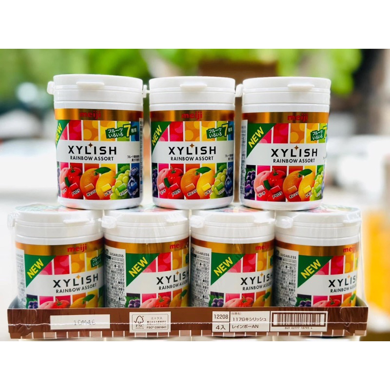 Kẹo cao su Meiji/ Lotte Xylish trái cây 7 vị Nhật Bản