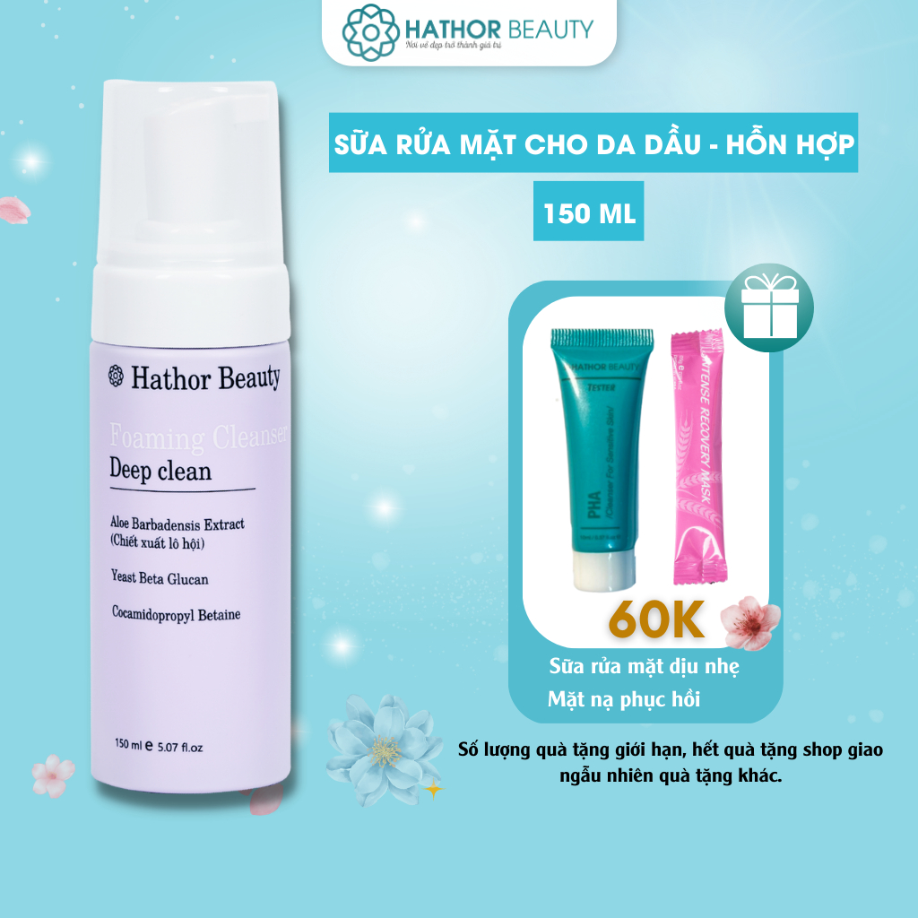 Sữa rửa mặt cho da dầu mụn Hathor Beauty da hỗn hợp, trắng da nam nữ dung tích 150ml