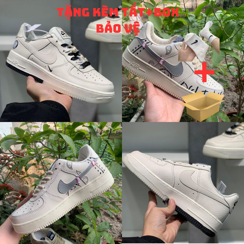 Gìay thể thao Air Force 1 just did , âm dương AF1 âm dương , bản dây thừng màu be tặng kèm hộp bảo vệ