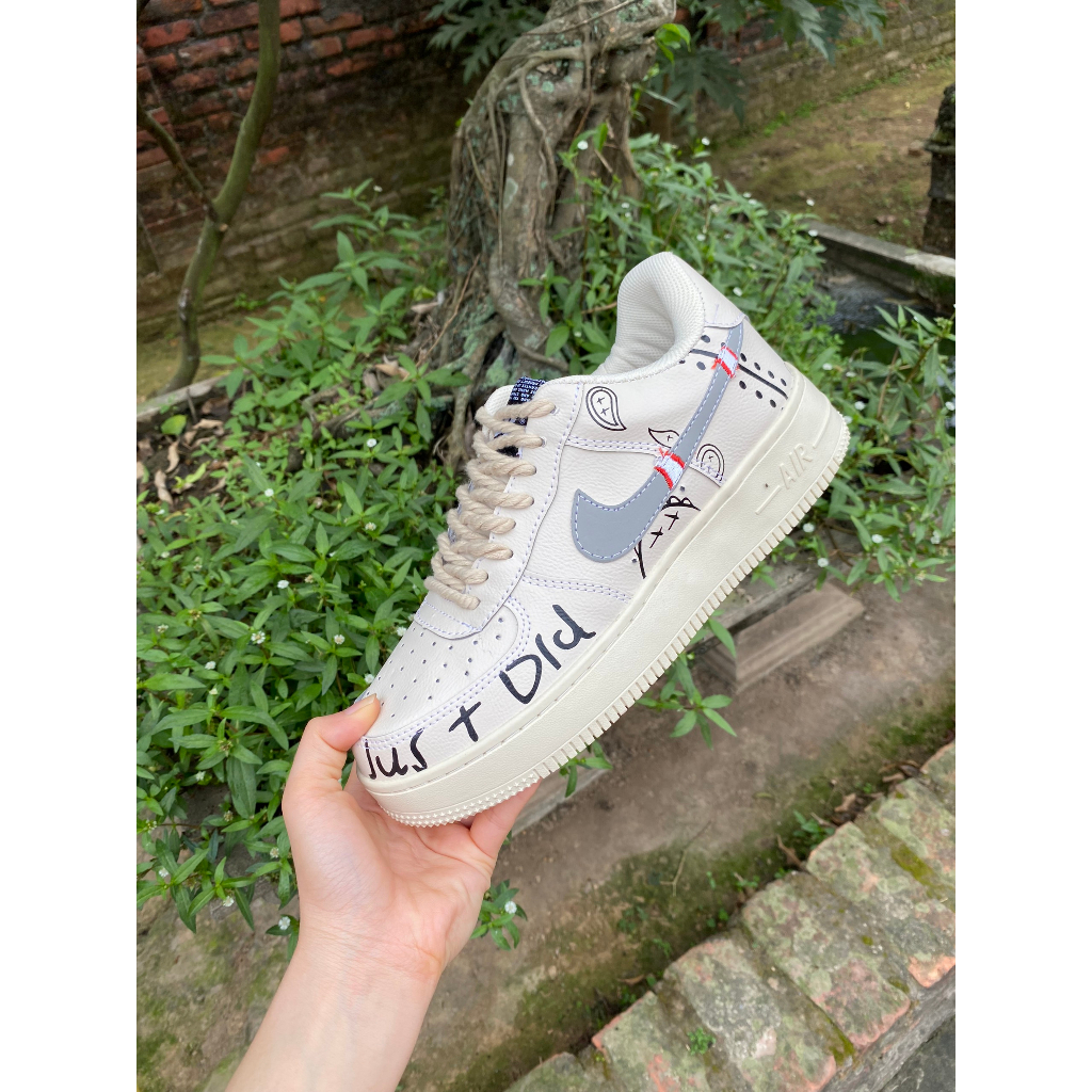 Gìay thể thao Air Force 1 just did , âm dương AF1 âm dương , bản dây thừng màu be tặng kèm hộp bảo vệ