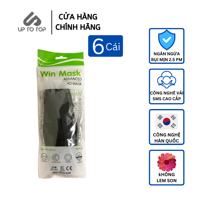 Khẩu trang 4D kháng khuẩn Win Mask - ngăn bụi 2.5PM (gói 6 cái) - 5 màu lựa chọn