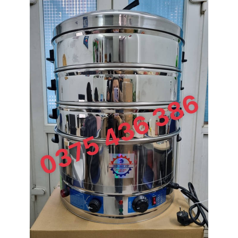 Nồi hấp bánh bao xôi giò chả bằng điện 52CM 3 tầng hấp