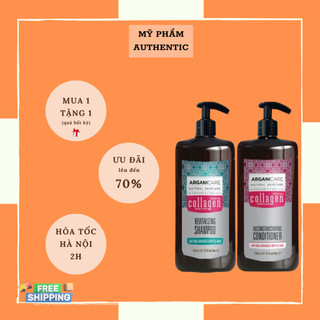 Cặp dầu gội xả Arganicare collagen Pháp nuôi dưỡng phục hồi tóc hư tổn 1500ml