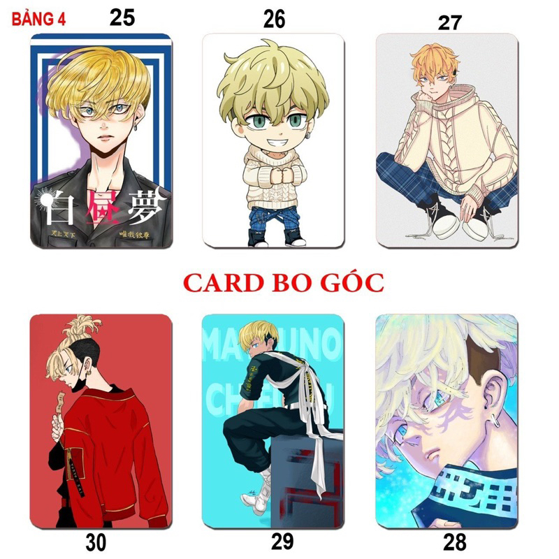 Card bo góc Chifuyu Matsuno 6 ảnh ép lụa khác nhau/ Thẻ card hình Chifuyu Matsuno Tokyo revengers