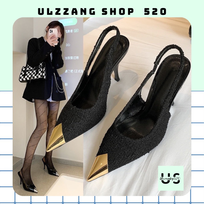 Giầy cao gót mũi nhọn quai sau cao 6 phân kiểu dáng trẻ trung phong cách thời trang Hàn Quốc Ulzzangshop520