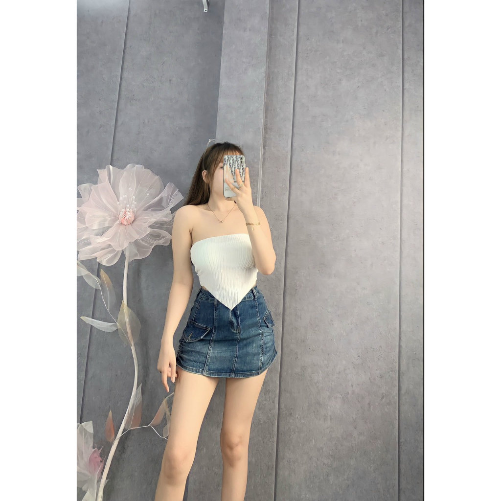 Áo nữ ống vạt nhọn cột rút dây nơ sau lưng 5 màu sang cho cô nàng năng động oa