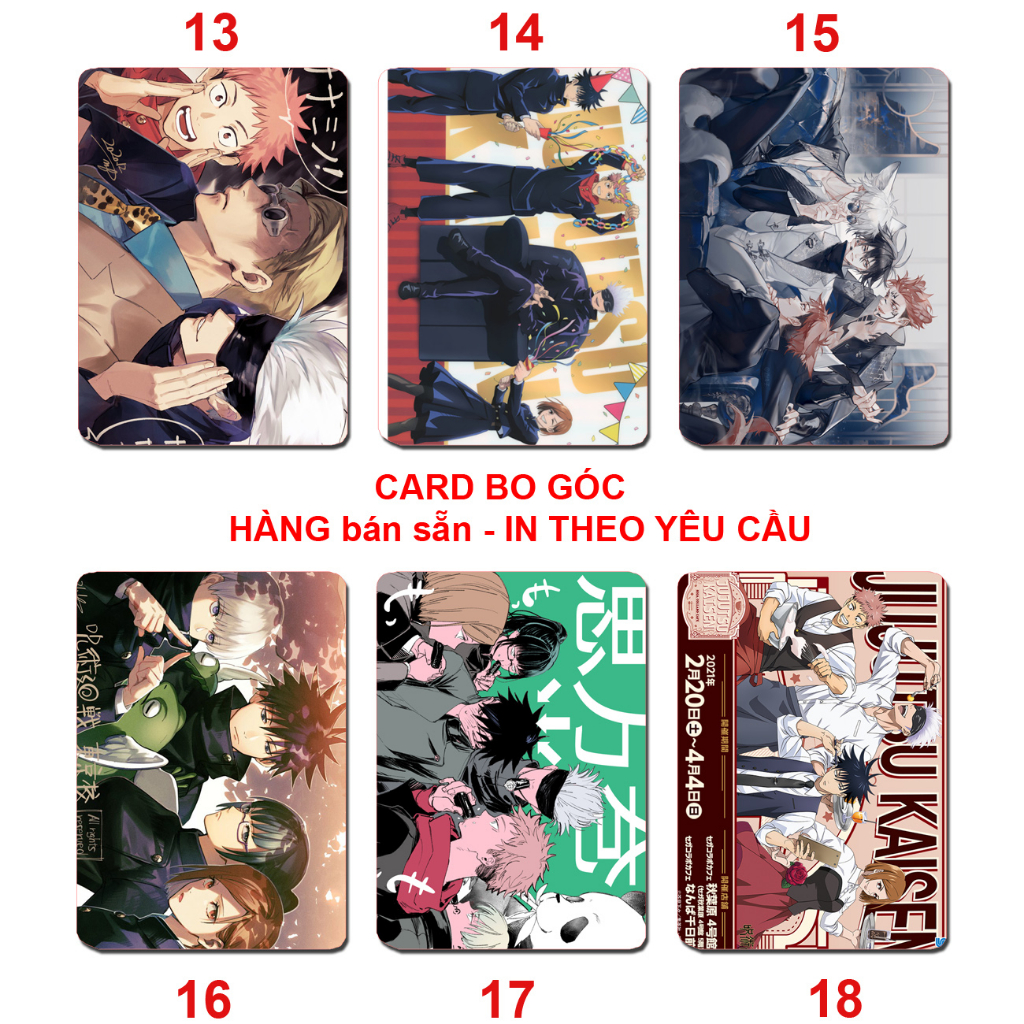 Card bo góc anime Jujutsu Kairen - chú thuật hồi chiến