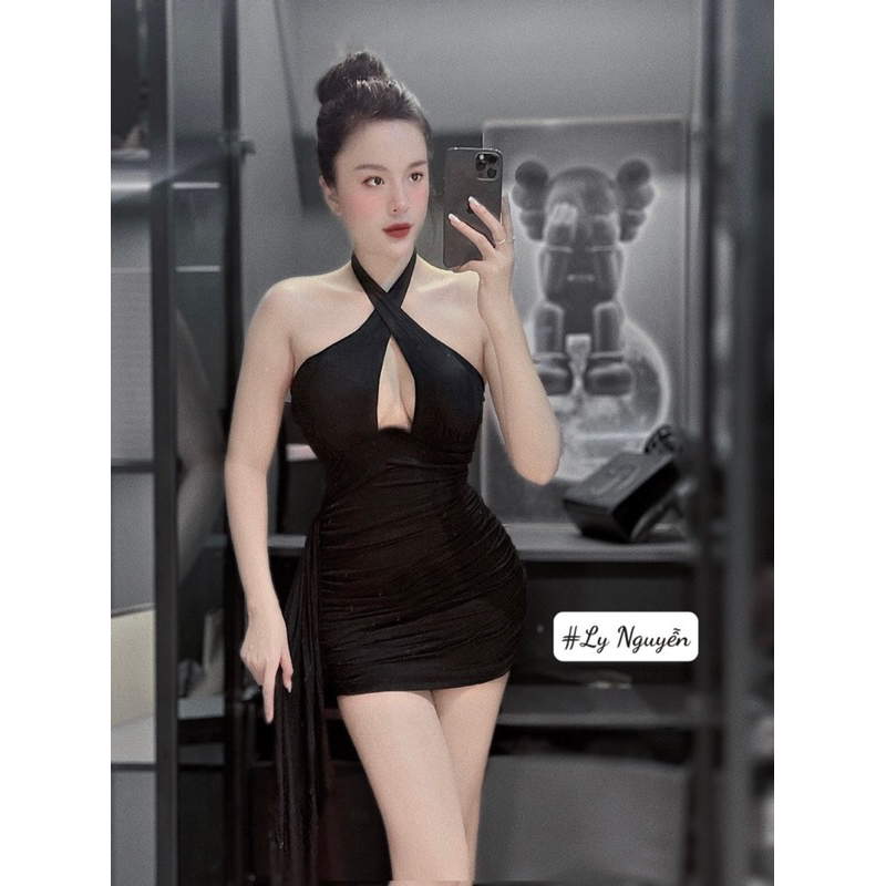 Đầm body thun lạnh dây chéo ngực sexy váy đi chơi