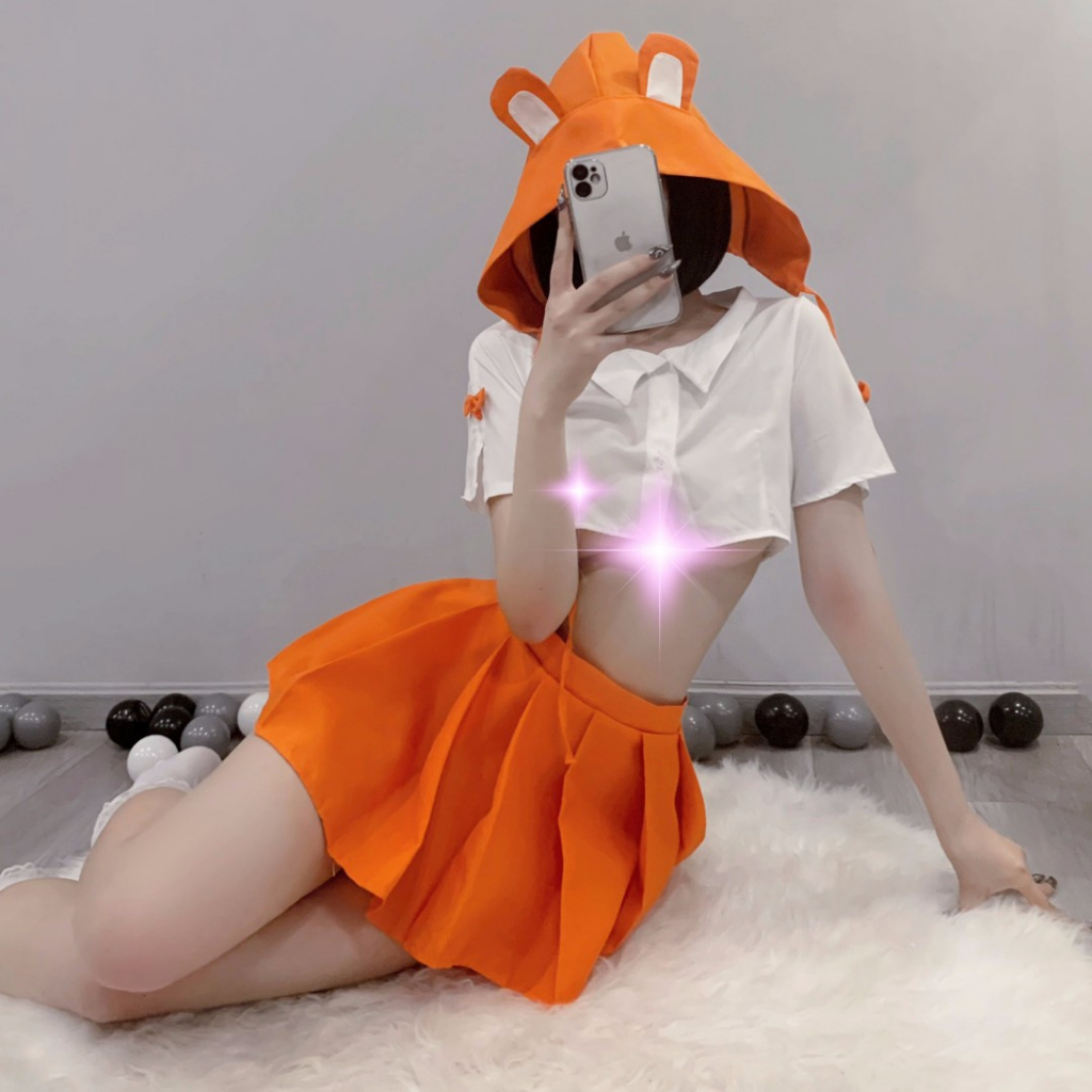 Cosplay chuột con sexy kèm nón - váy ngủ học sinh hóa trang Mickey Mouse gợi cảm