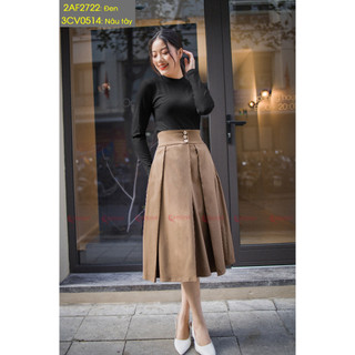 Chân váy cạp cao xếp ly cao cấp Cardina