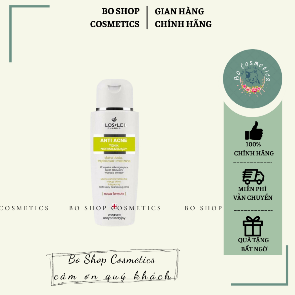 Nước cân bằng se khít lỗ chân lông FLOSLEK Anti Acne Normalizing Face Toner 200ml