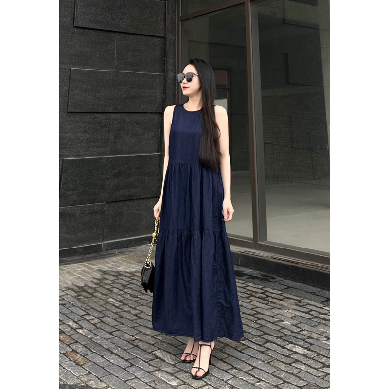 Mới về V371 Váy jean suông giấy dáng dài Quảng Châu ⚡️ đầm jean xuông