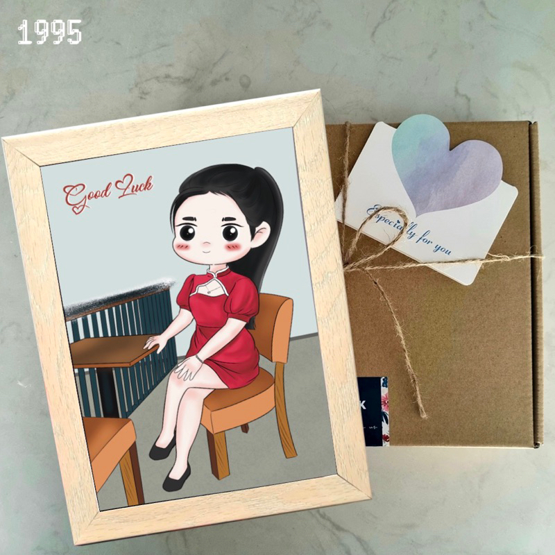 Quà Tặng Tranh Chân Dung Chibi Vẽ Theo Yêu Cầu (Inb để gửi ảnh và được tư vấn trước khi đặt hàng)