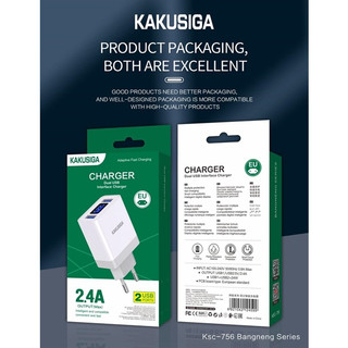Cốc sạc nhanh 2.4a kakusiga 2 cổng usb hiển thị led ksc-756