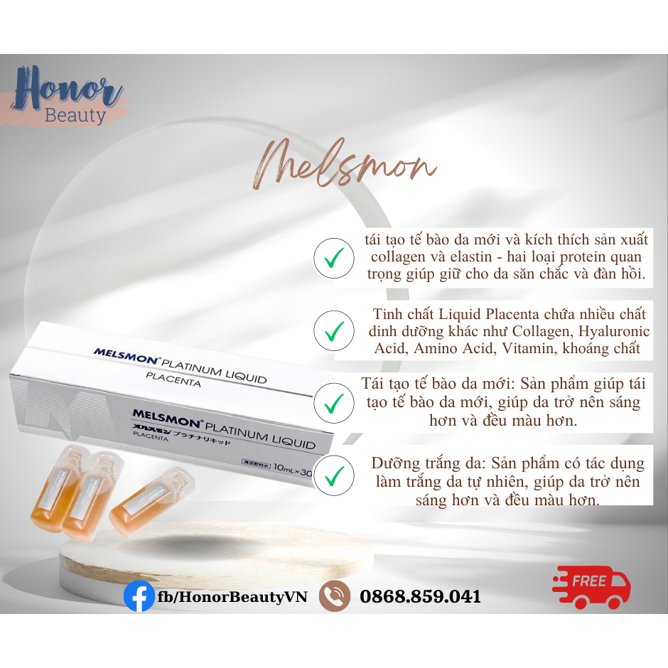 Nhau thai ngựa Melsmon Platinum Liquid Placenta Nhật