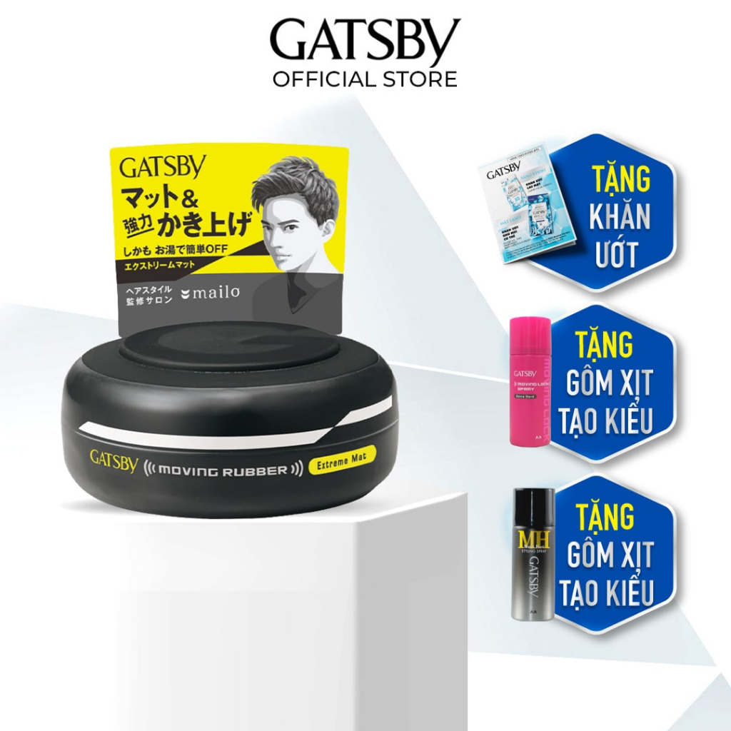Wax tạo kiểu tóc GATSBY moving rubber exxtreme mat 80g