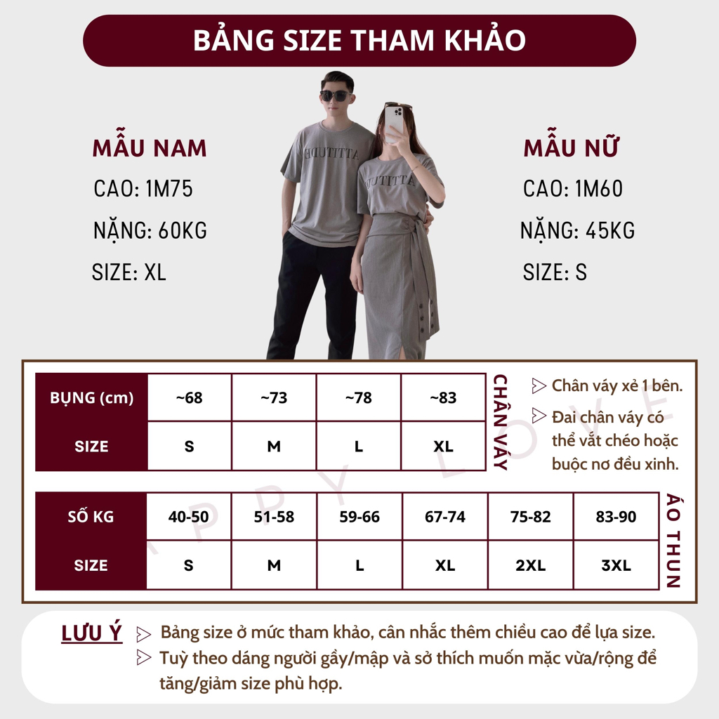 Đồ đôi nam nữ áo phông cặp màu ghi xám thời trang couple HAPPYLOVE áo thun Quảng Châu M010
