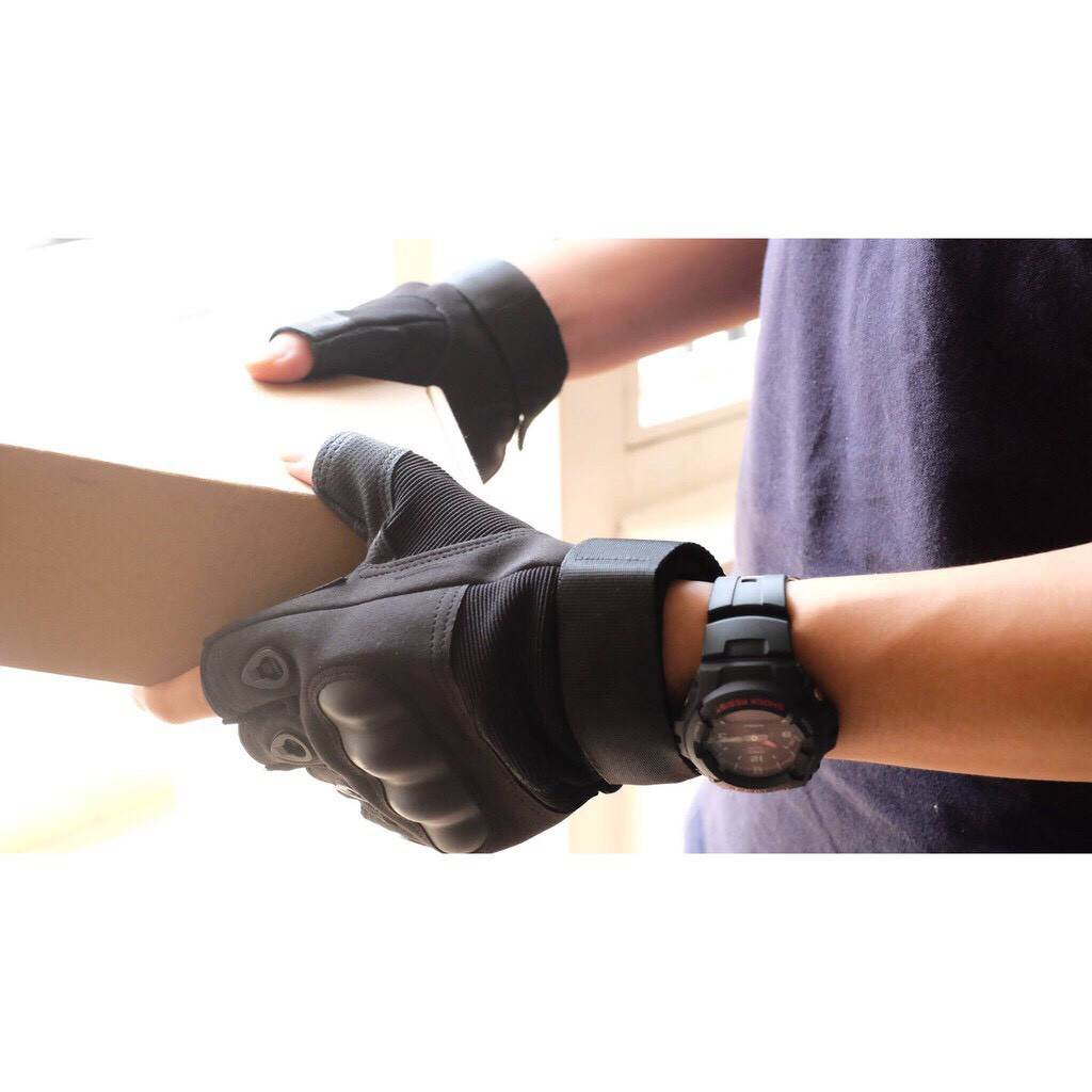 Găng Tay Xe Máy Okey Cụt Ngón, Đi Phượt Có Gù Bảo Vệ Tay Vano House