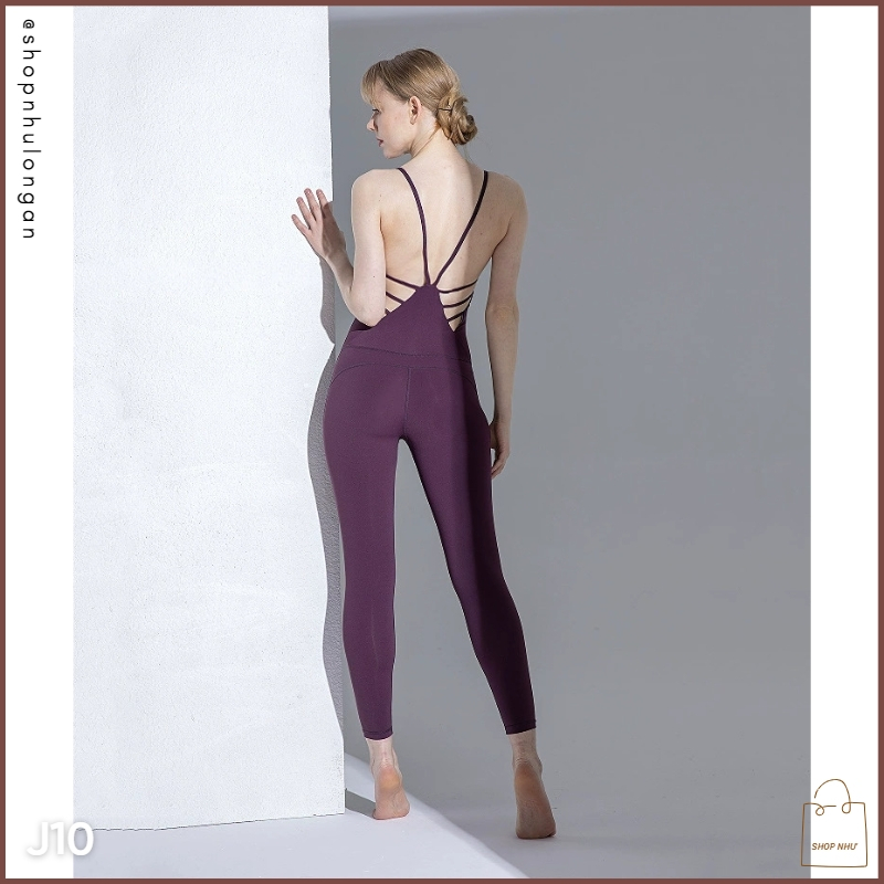 Jumpsuit nữ J10 hàng Quảng Châu cao cấp hở lưng vải co giãn 4 chiều, chuyên tập Gym Yoga