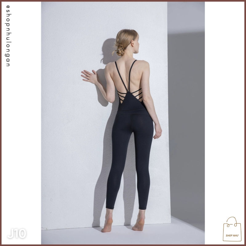 Jumpsuit nữ J10 hàng Quảng Châu cao cấp hở lưng vải co giãn 4 chiều, chuyên tập Gym Yoga