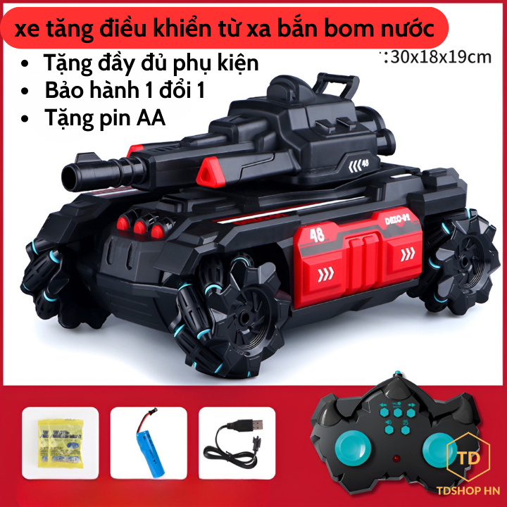 Xe điều khiển từ xa băn hạt dẻo, Xe tăng điều khiển từ xa có đèn led và nhạc, hỗ trợ sạc pin nhanh, tdshophn