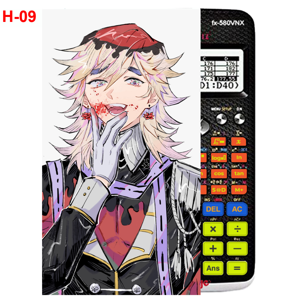 Decal - Hình dán Máy tính CASIO fx570, fx580...anime Kimetsu No Yaiba nhân vật Douma