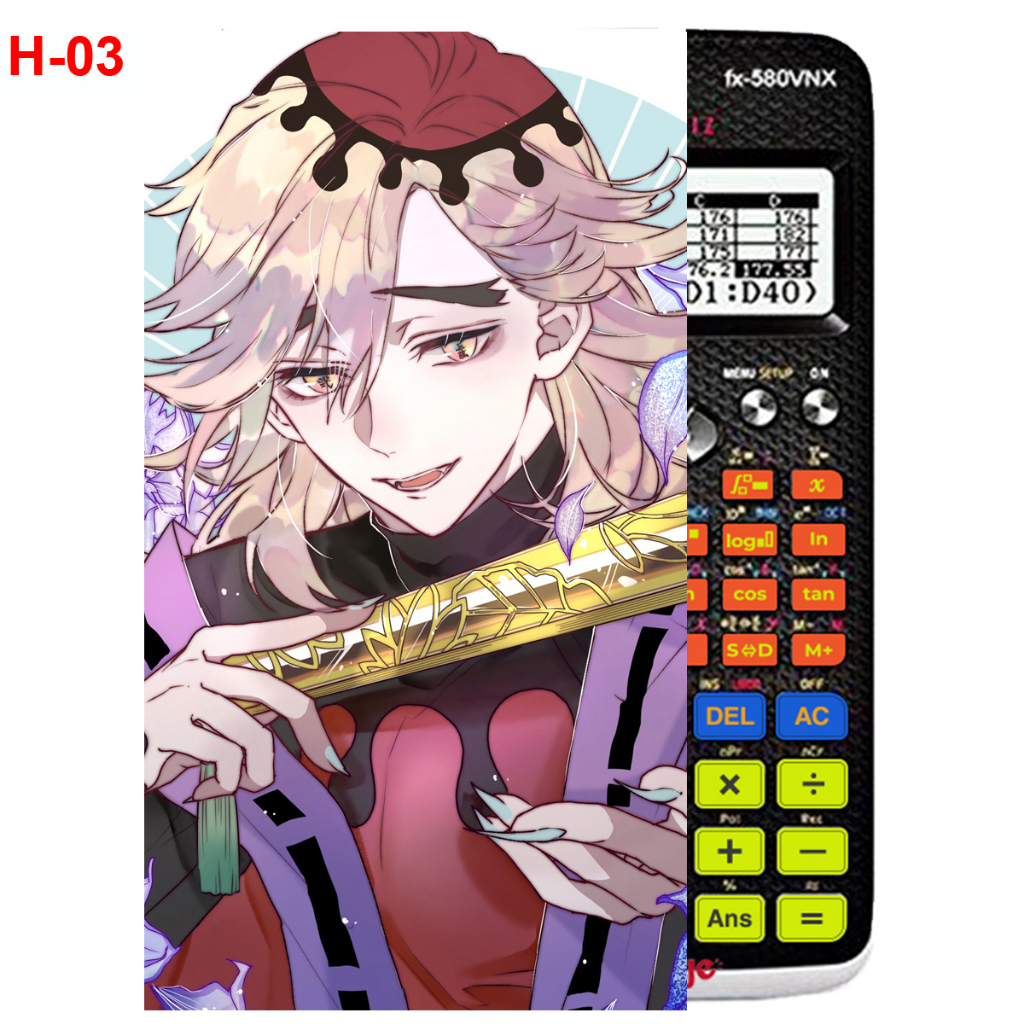 Decal - Hình dán Máy tính CASIO fx570, fx580...anime Kimetsu No Yaiba nhân vật Douma
