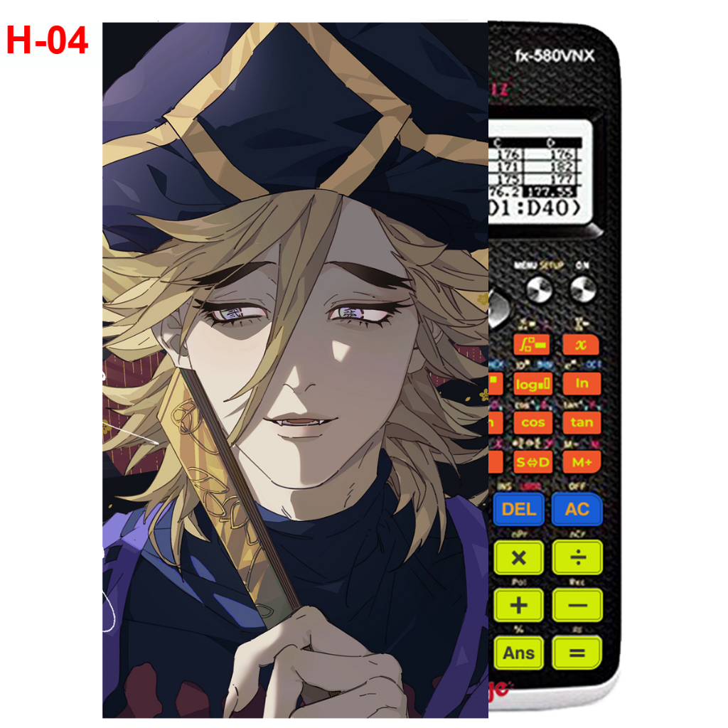 Decal - Hình dán Máy tính CASIO fx570, fx580...anime Kimetsu No Yaiba nhân vật Douma
