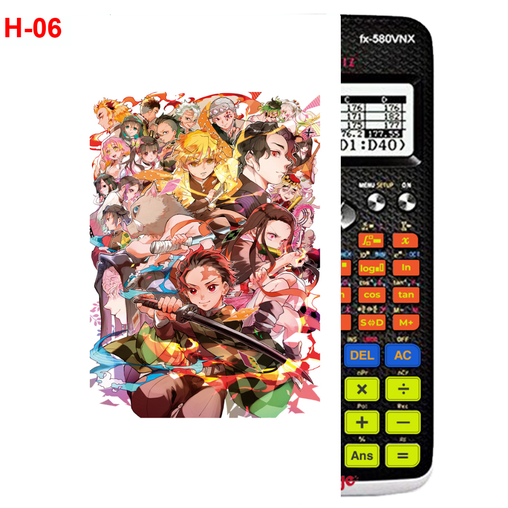Decal - Hình dán Máy tính CASIO fx570, fx580...anime Kimetsu No Yaiba nhân vật Douma