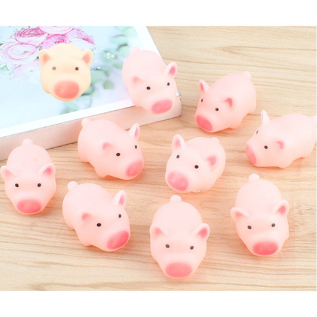 Heo con màu hồng dễ thương kêu chíp chíp, đồ chơi xả stress, decor bàn học