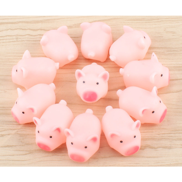 Heo con màu hồng dễ thương kêu chíp chíp, đồ chơi xả stress, decor bàn học