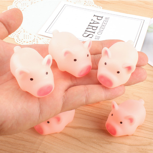 Heo con màu hồng dễ thương kêu chíp chíp, đồ chơi xả stress, decor bàn học