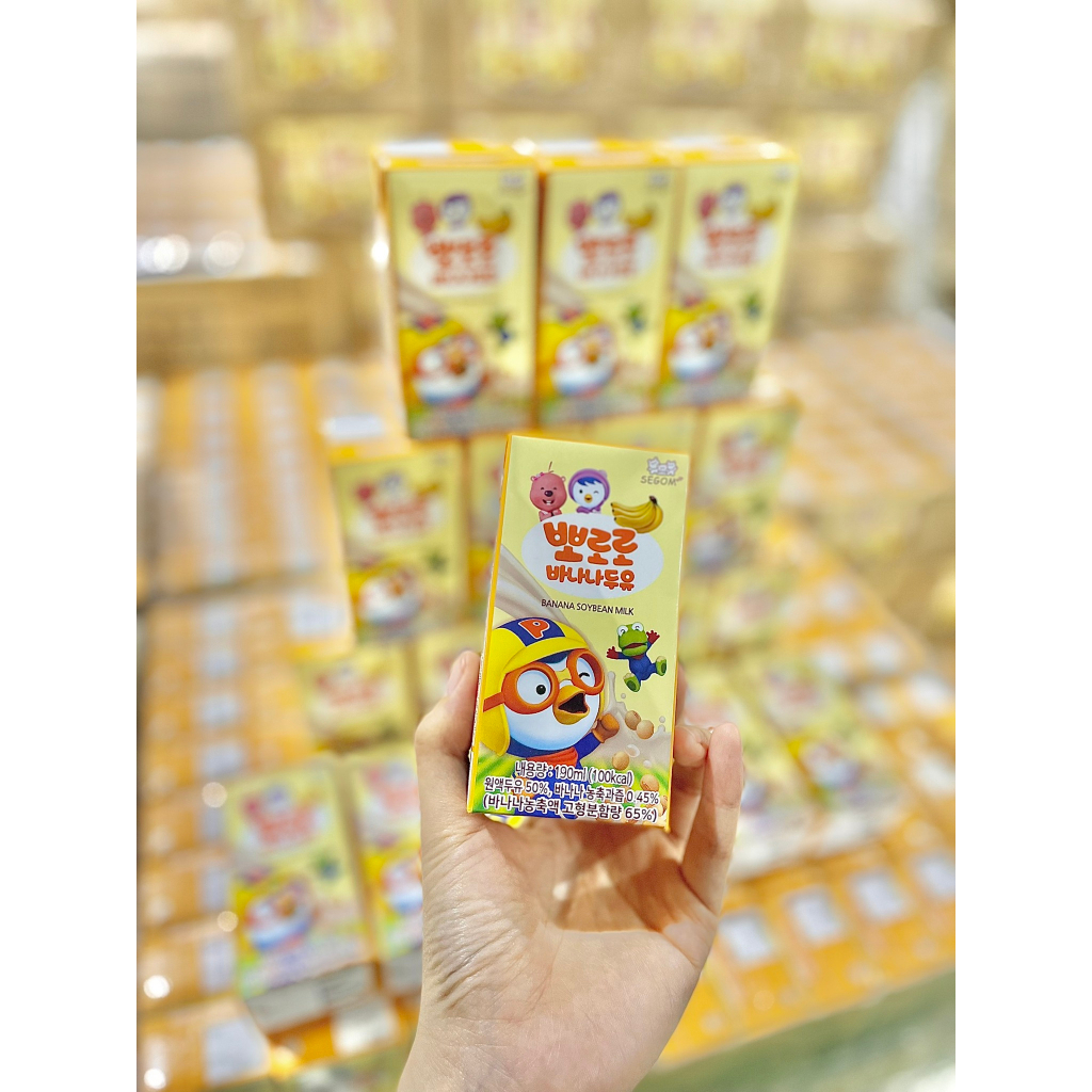 Sữa Hạt Pororo Hàn Quốc Nguyên Chất Hộp 190ml, Sữa Đậu Nành Vị Chuối Thơm Ngon Bổ Xung Dinh Dưỡng Cho Bé Từ 2 Tuổi