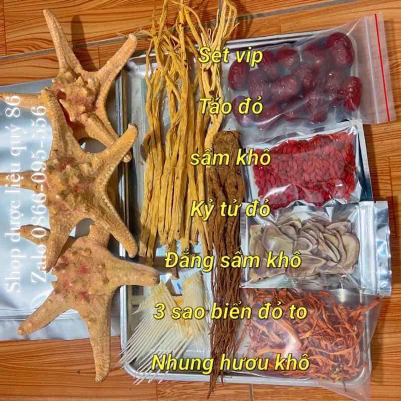 Sét ngâm cá ngựa - nhung hươu - đẳng sâm - kỷ tử -táo đỏ