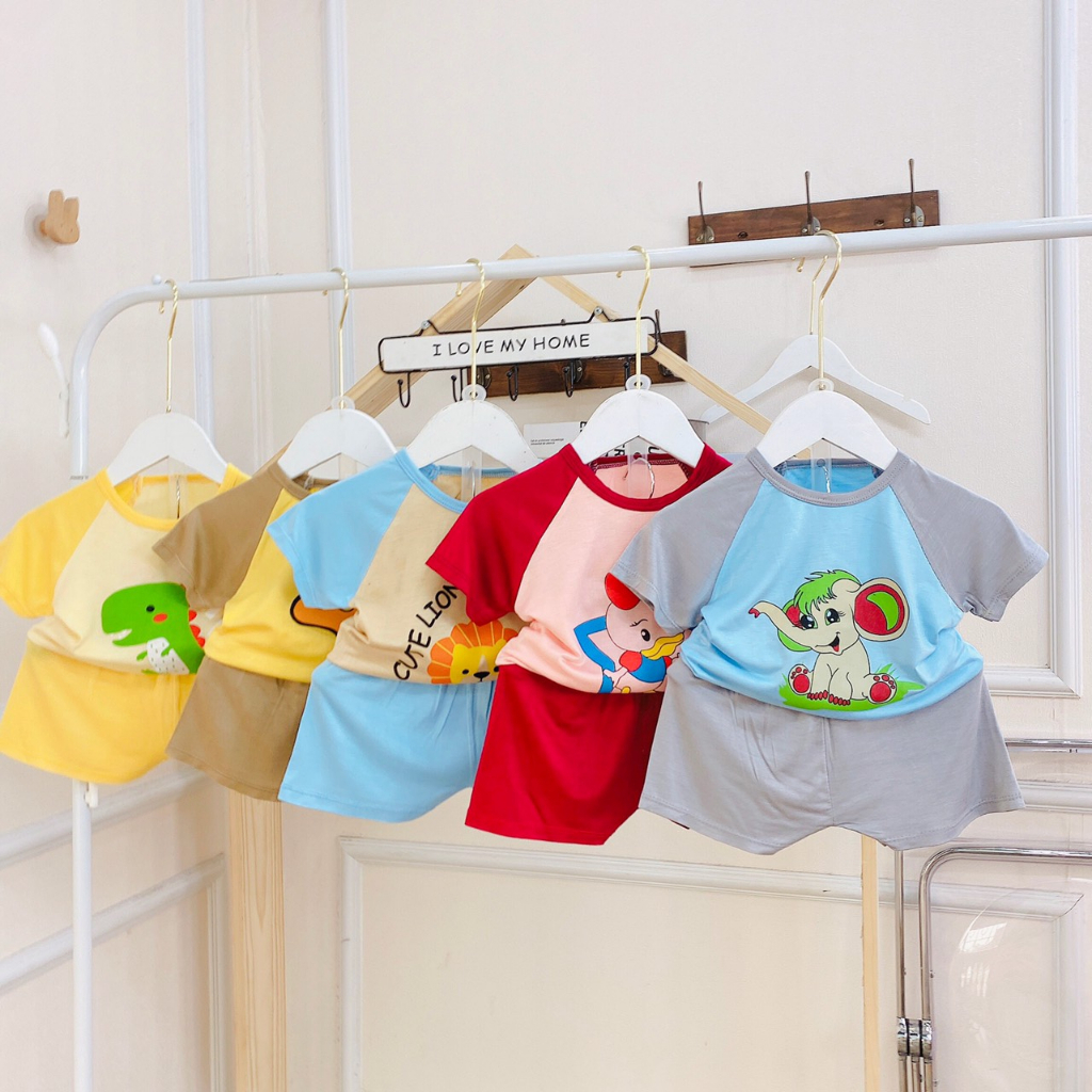 Đồ bộ bé gái , đồ bộ bé trai cộc tay thun lạnh cho bé từ 5kg đến 15kg - JKIDSVN