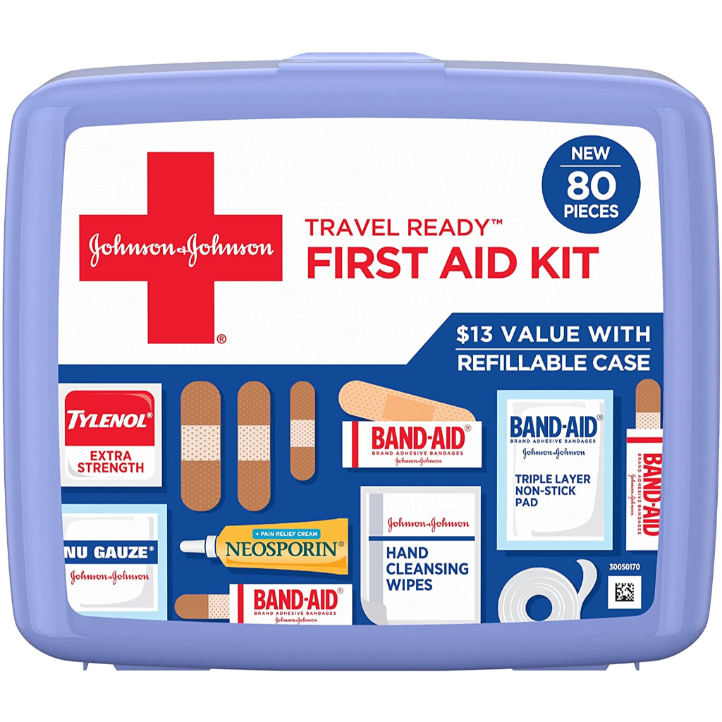 HỘP SƠ CỨU DU LỊCH Johnson & Johnson ĐA DỤNG 80 MÓN Travel Ready Portable Emergency First Aid Kit