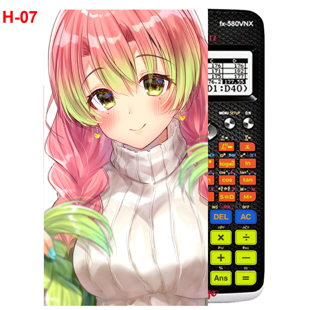 Decal - Hình dán Máy tính CASIO fx570, fx580...anime Kimetsu No Yaiba nhân vật Kanroji Mitsuri