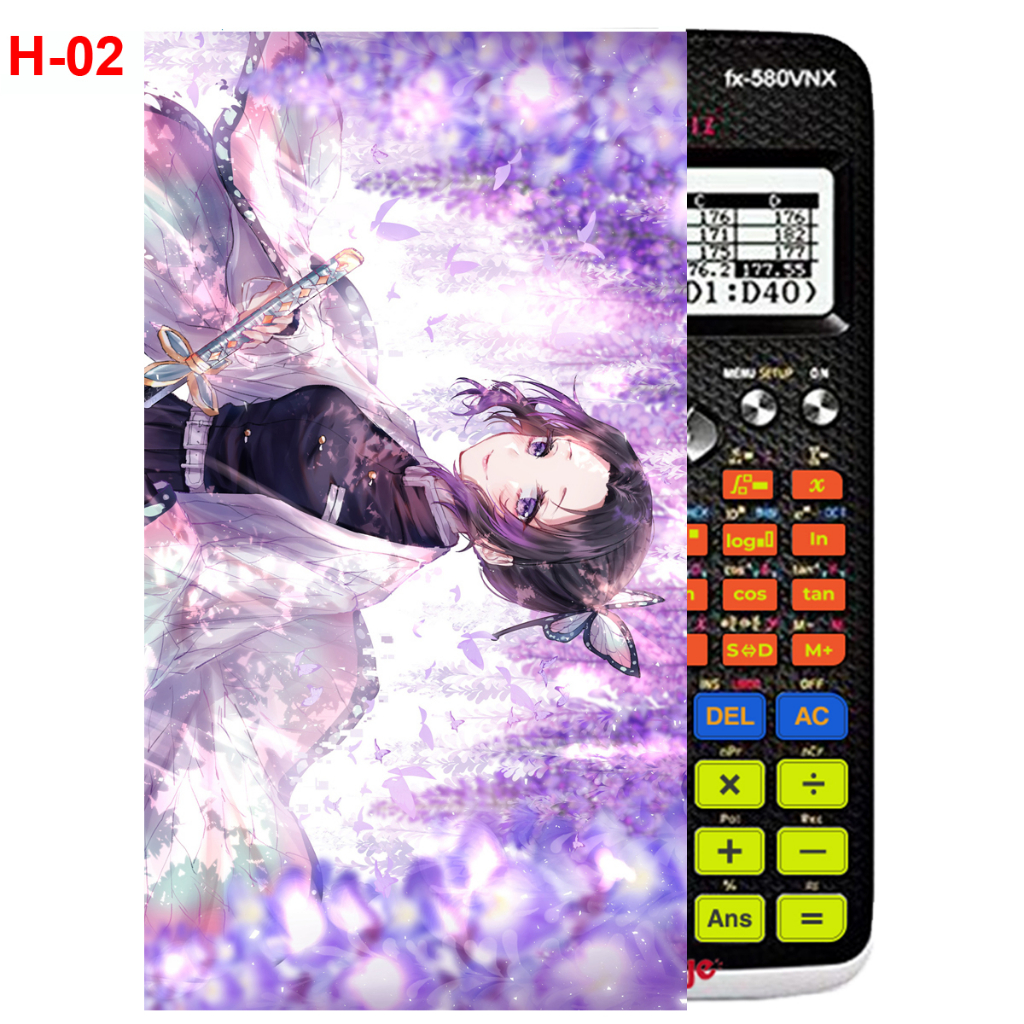 Decal - Hình dán Máy tính CASIO fx570, fx580...anime Kimetsu No Yaiba nhân vật Kochou Shinobu