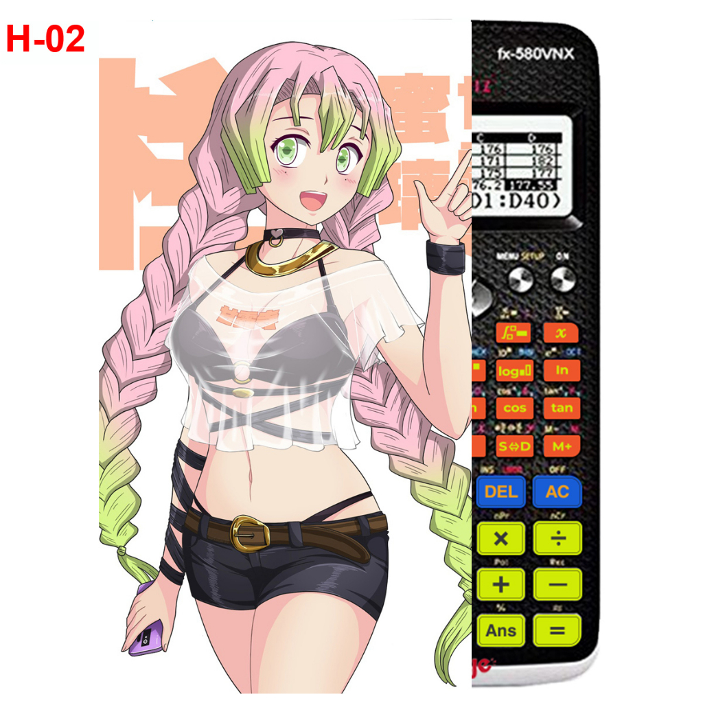 Decal - Hình dán Máy tính CASIO fx570, fx580...anime Kimetsu No Yaiba nhân vật Kanroji Mitsuri