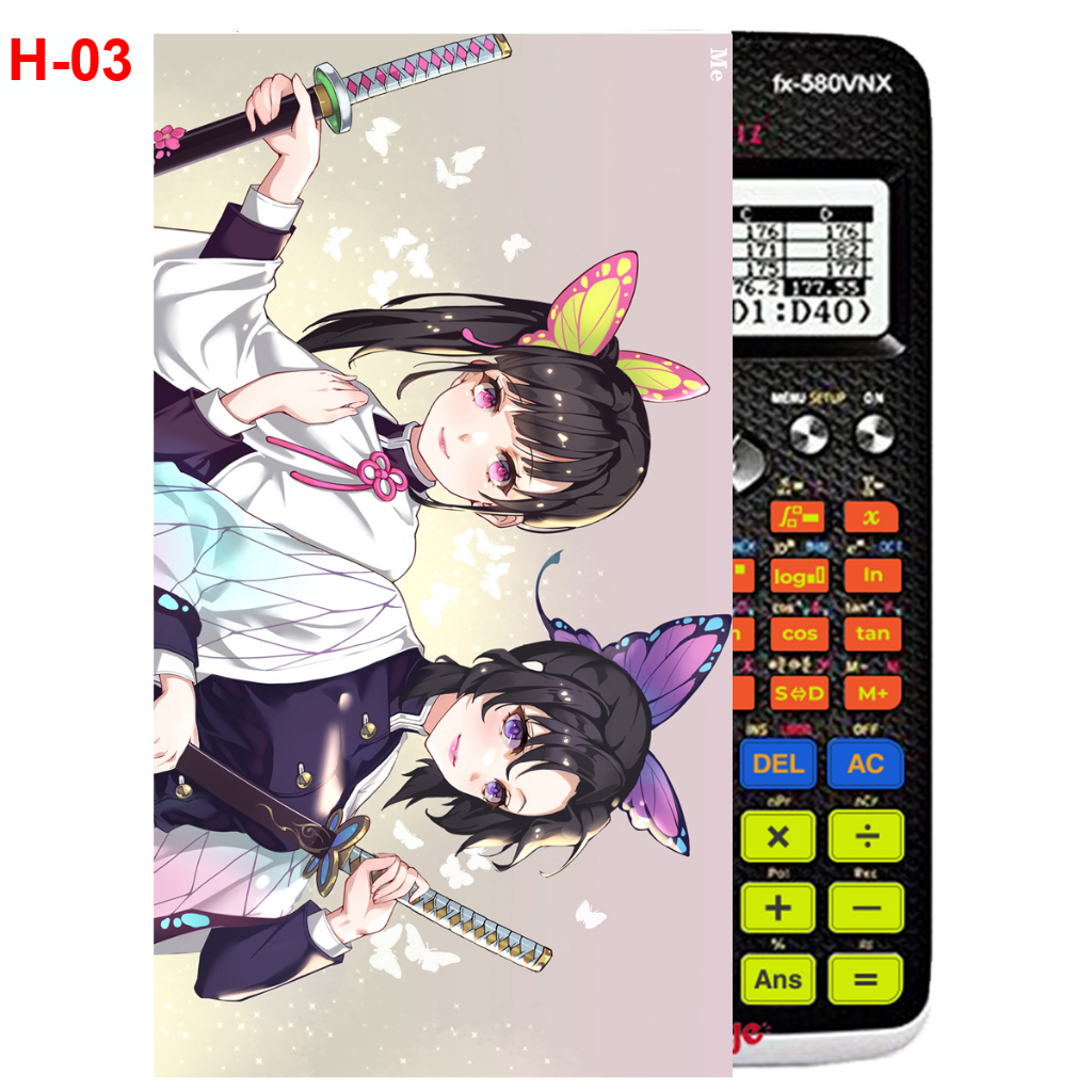 Decal - Hình dán Máy tính CASIO fx570, fx580...anime Kimetsu No Yaiba nhân vật Kochou Shinobu