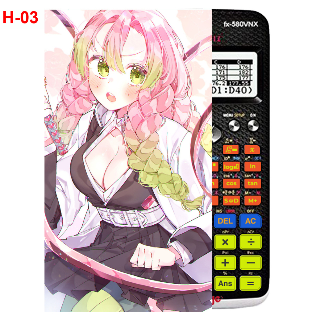 Decal - Hình dán Máy tính CASIO fx570, fx580...anime Kimetsu No Yaiba nhân vật Kanroji Mitsuri