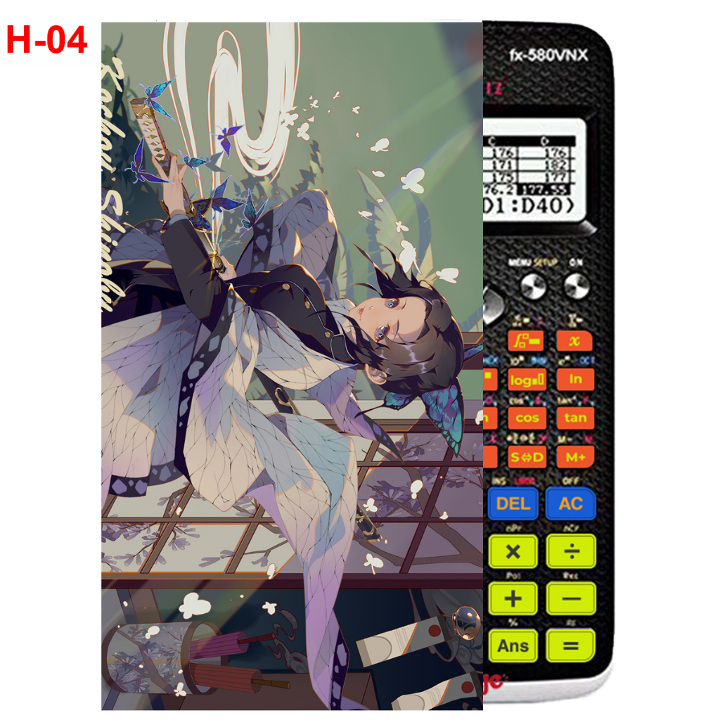 Decal - Hình dán Máy tính CASIO fx570, fx580...anime Kimetsu No Yaiba nhân vật Kochou Shinobu