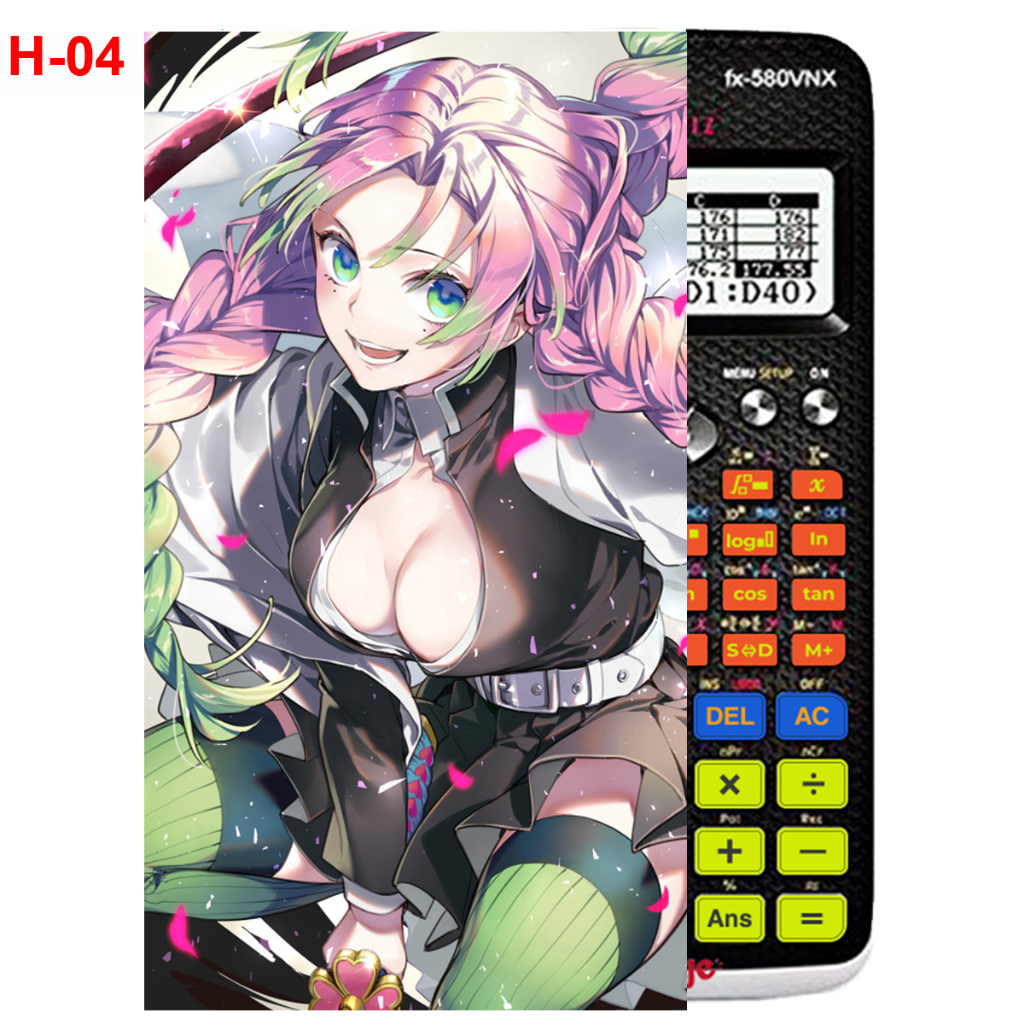Decal - Hình dán Máy tính CASIO fx570, fx580...anime Kimetsu No Yaiba nhân vật Kanroji Mitsuri