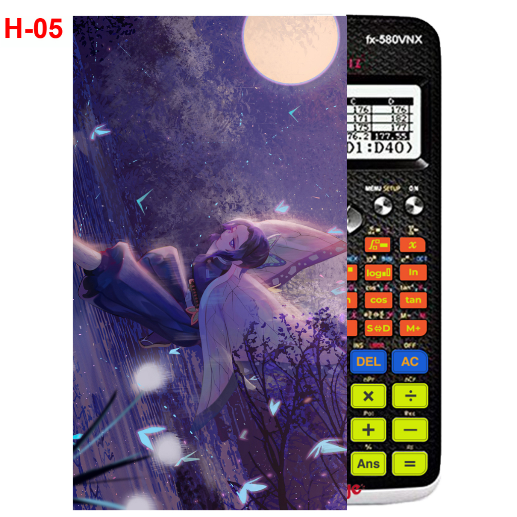 Decal - Hình dán Máy tính CASIO fx570, fx580...anime Kimetsu No Yaiba nhân vật Kochou Shinobu