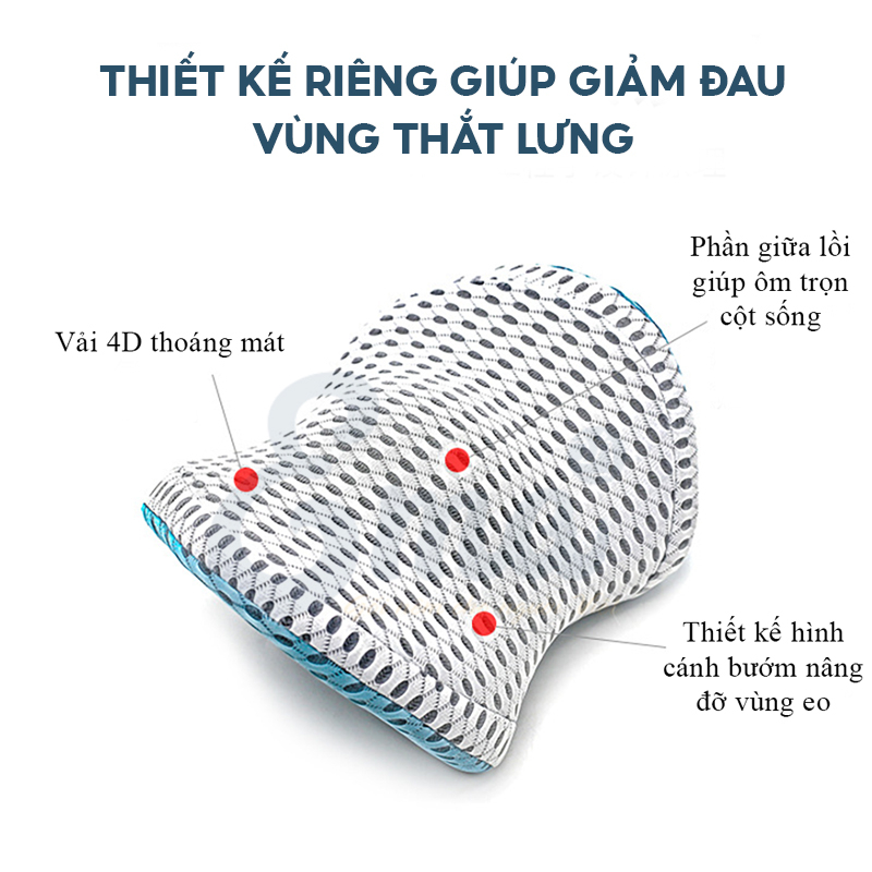 Gối kê thắt lưng lượn sóng Ema - Dành cho bà bầu, người đau mỏi thắt lưng, thoát vị đĩa đệm