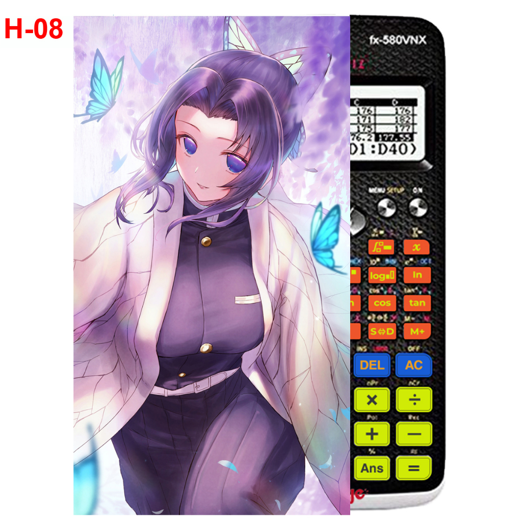 Decal - Hình dán Máy tính CASIO fx570, fx580...anime Kimetsu No Yaiba nhân vật Kochou Shinobu